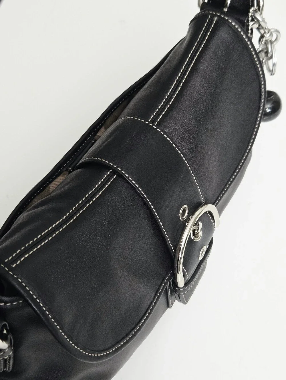 EXCELLENT COACH LARGE Y2K SOHO BUCKLE FLAP BAG BLACK 9248